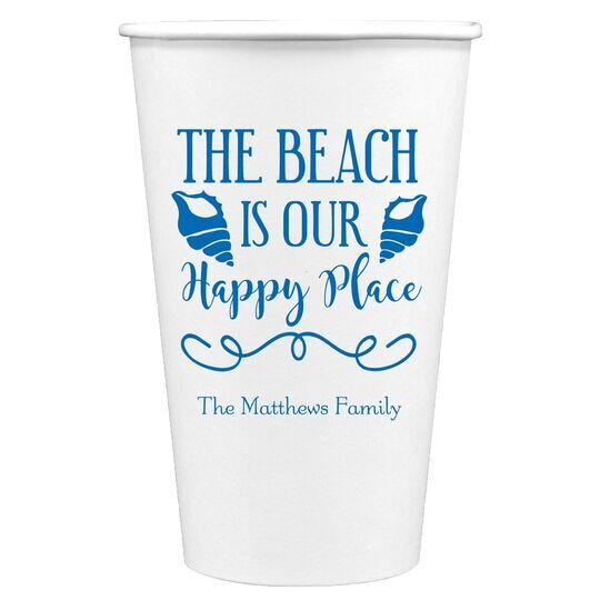 The Beach Is Our Happy Place Paper Coffee Cups